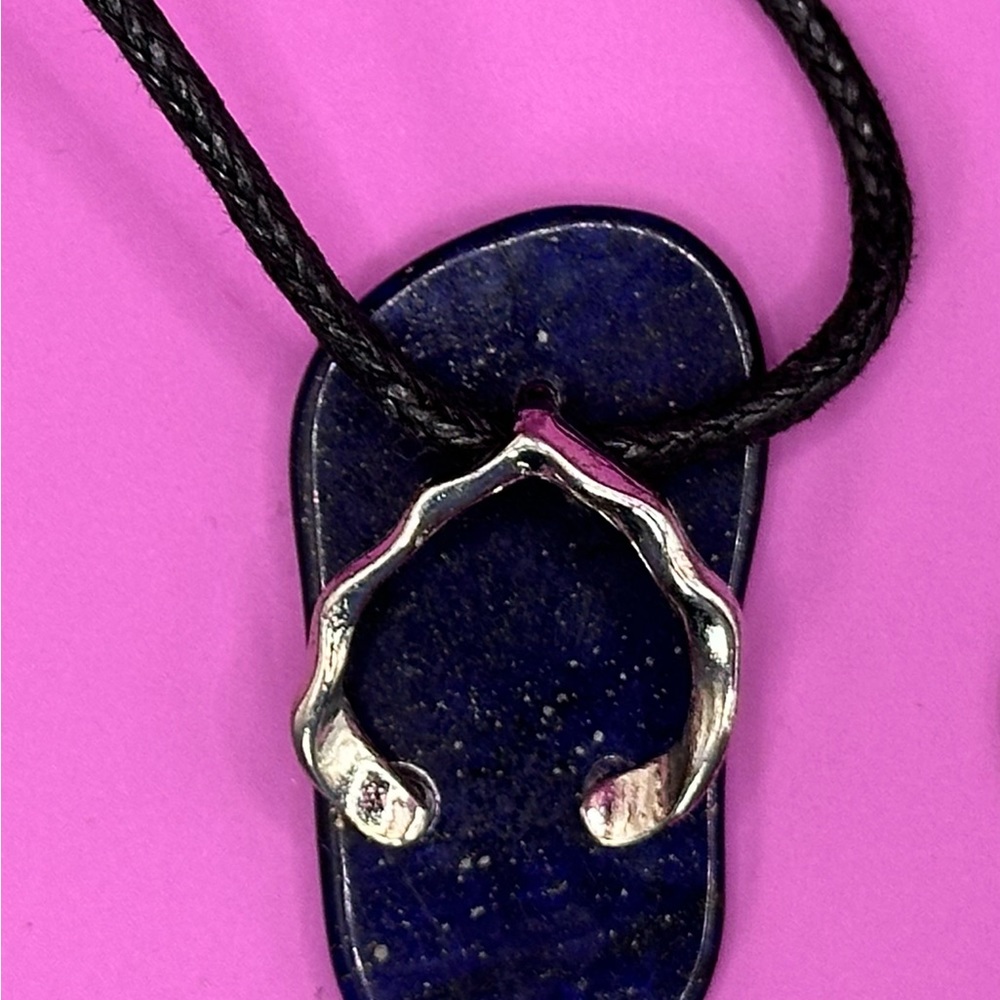 Lapis. Lazuli Flip Flop on a 18”cotton cord